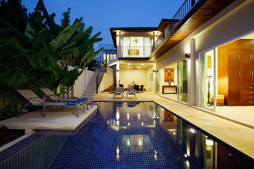 outdoor evening entertainment area topaz villa nai harn phuket holiday rent